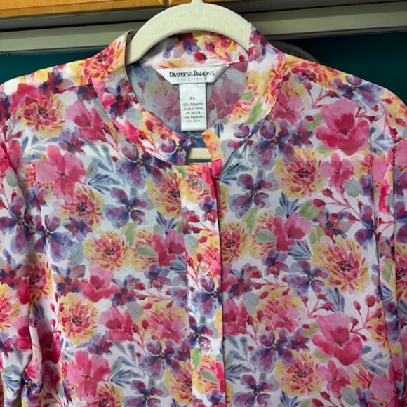 Appleseed's Sheer Floral Print Blouse, PL - Picture 3 of 5